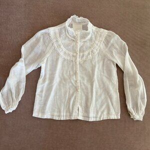 Jessica’s Gunnies White Cotton + Lace Children's Prairie Blouse | Vintage 70s 6X